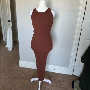 Brown knit maxi dress